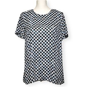 Vince Camuto polkadot dolman top light blue black white Size small